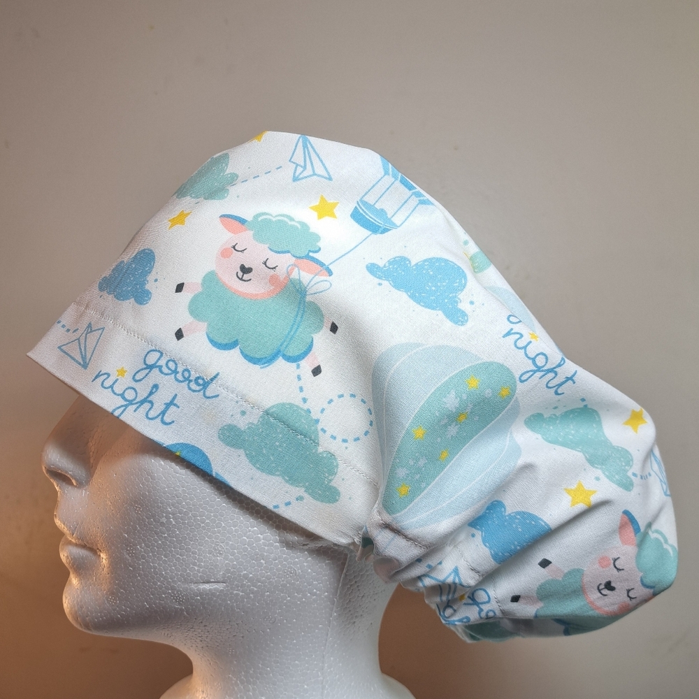 Cute Sleeping Sheep Print EURO Style Surgical Scrub Cap